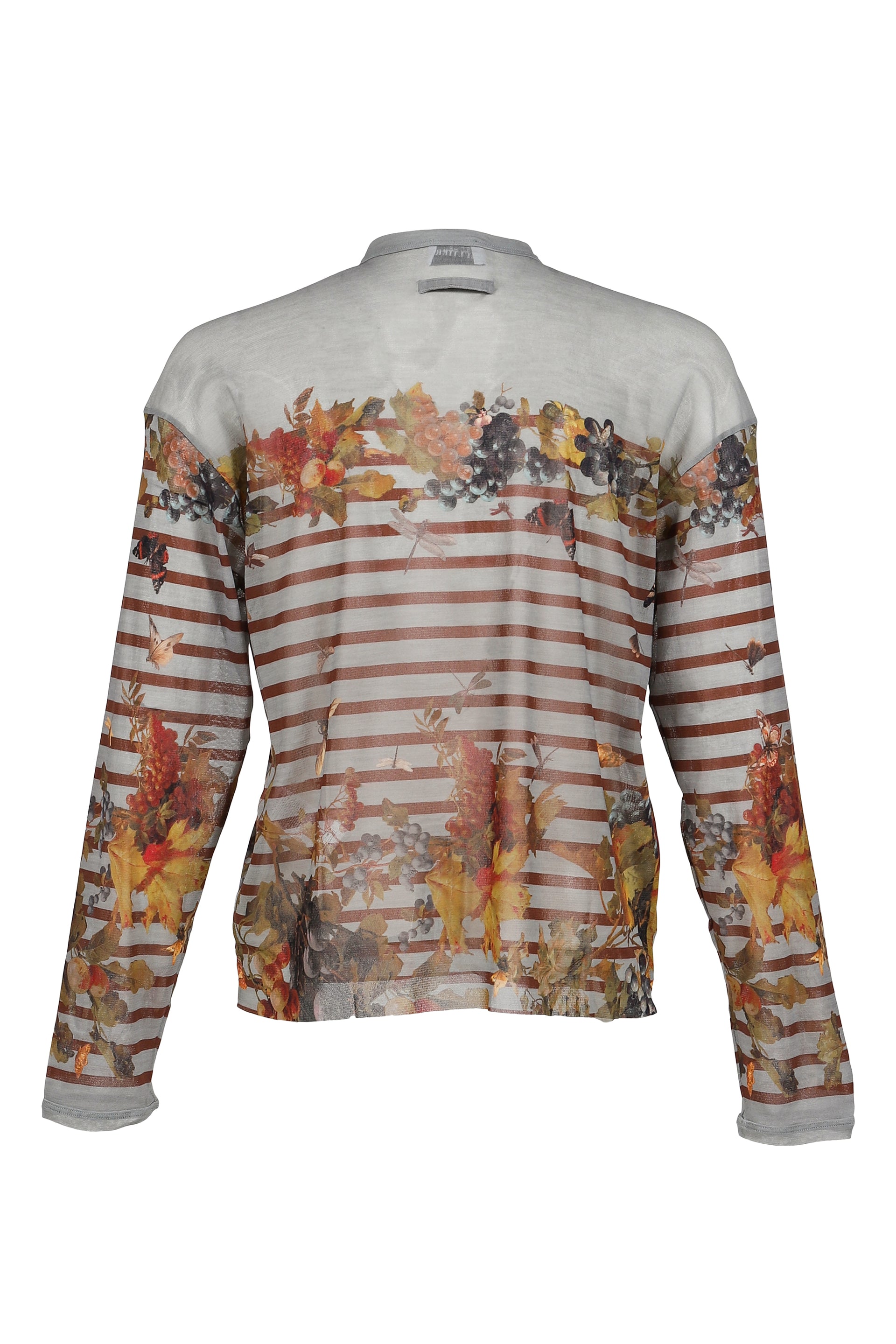 Jean Paul Gaultier MESH OVERSIZED CREW NECK TOP PRINTED "MARINIERE GRAPE" / LT.BLU/MULTICOLOR