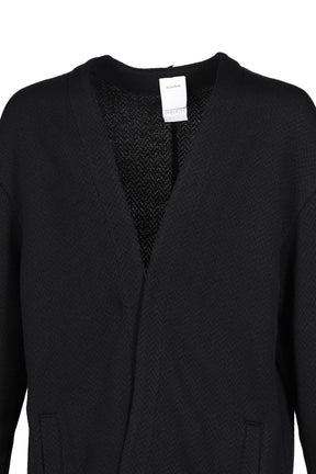 HERRINGBONE KNIT CARDIGAN / BLK