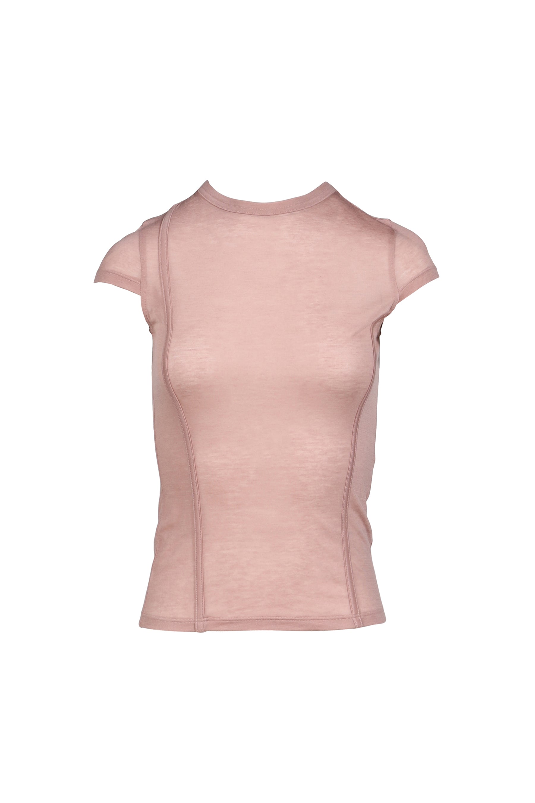 UPSIDE-DOWN LAYERED T-SHIRT / PNK/BRW