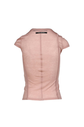 UPSIDE-DOWN LAYERED T-SHIRT / PNK/BRW