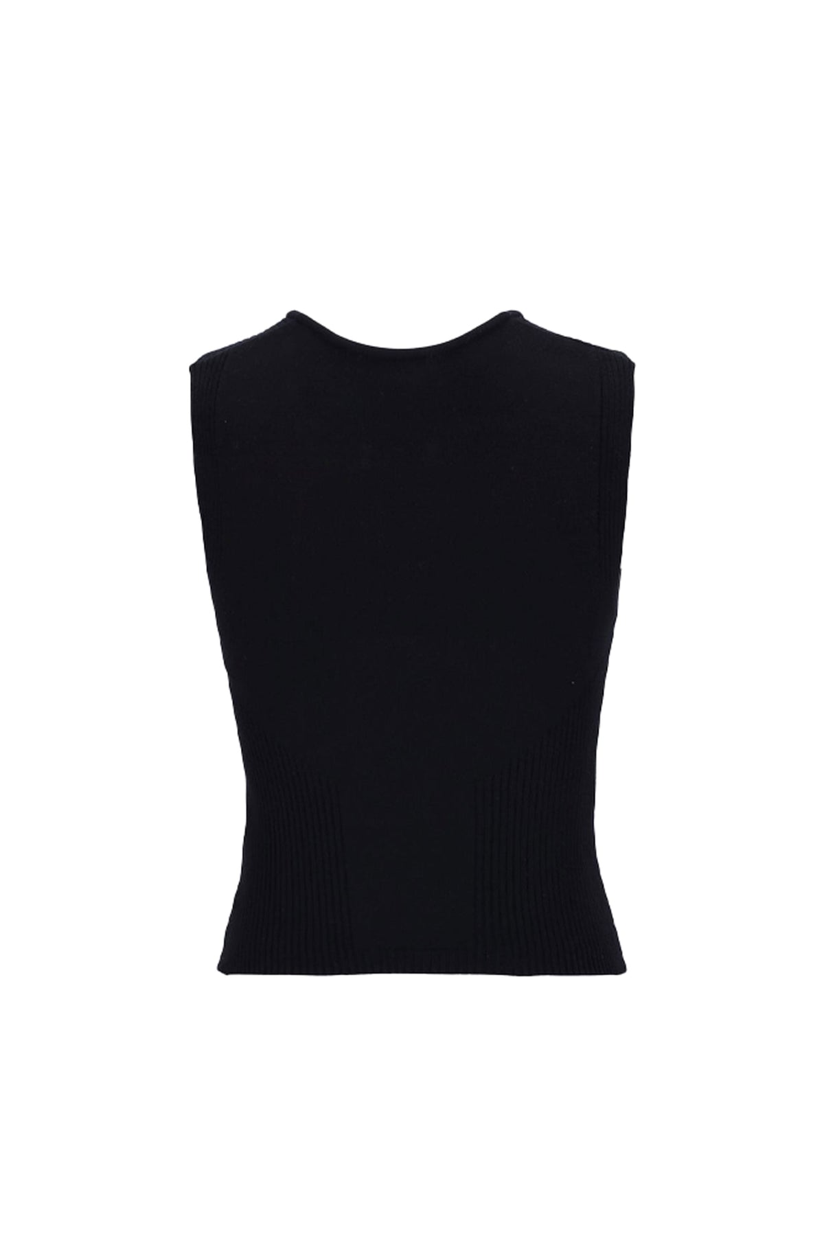 MOON JEWELRY KNIT OPEN NECK TOP / BLK