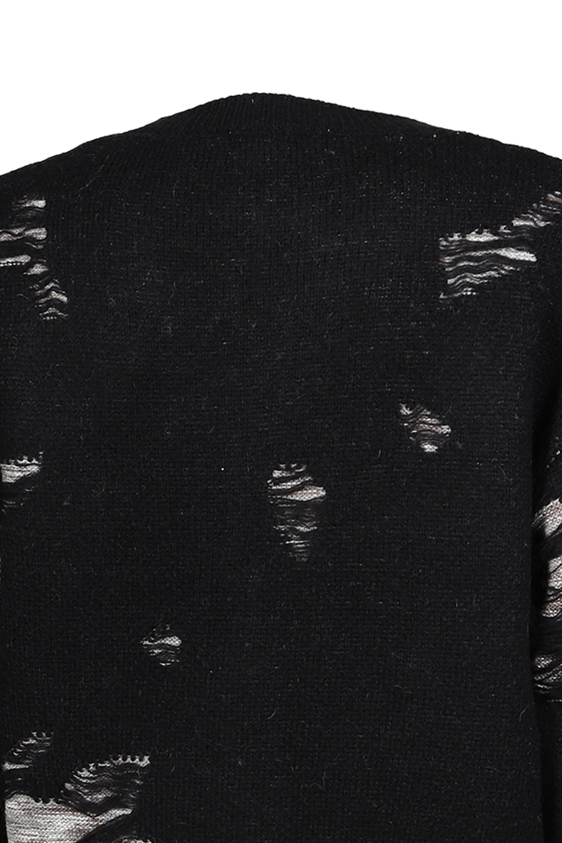 STRUCTURED DAMAGE CARDIGAN / BLK GRY