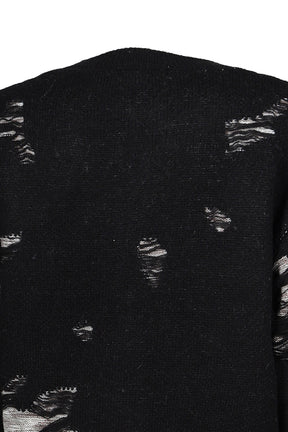 STRUCTURED DAMAGE CARDIGAN / BLK GRY