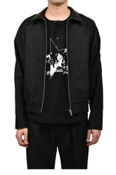 STUDDED WOOL BOMBER / BLK