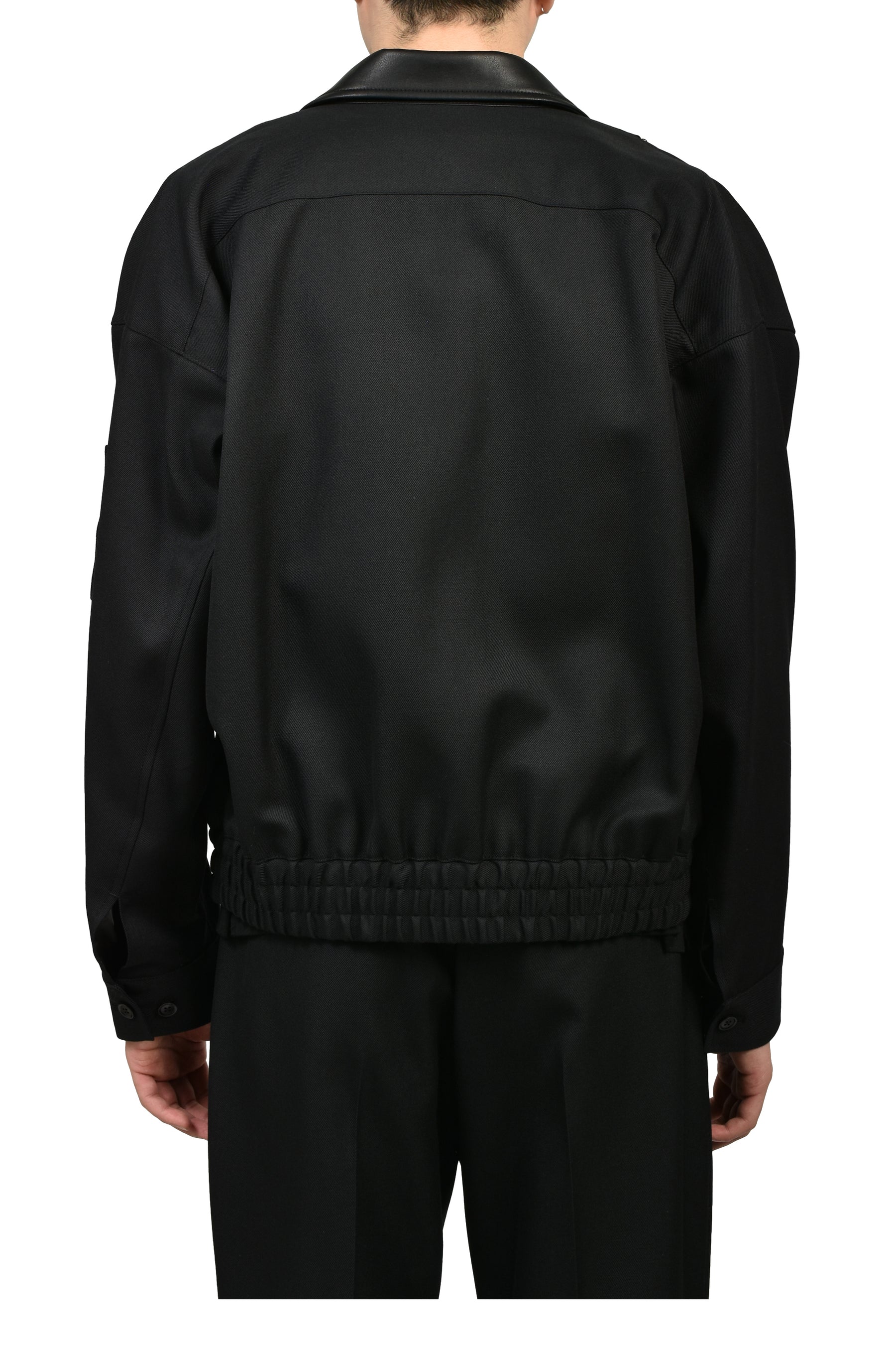 STUDDED WOOL BOMBER / BLK