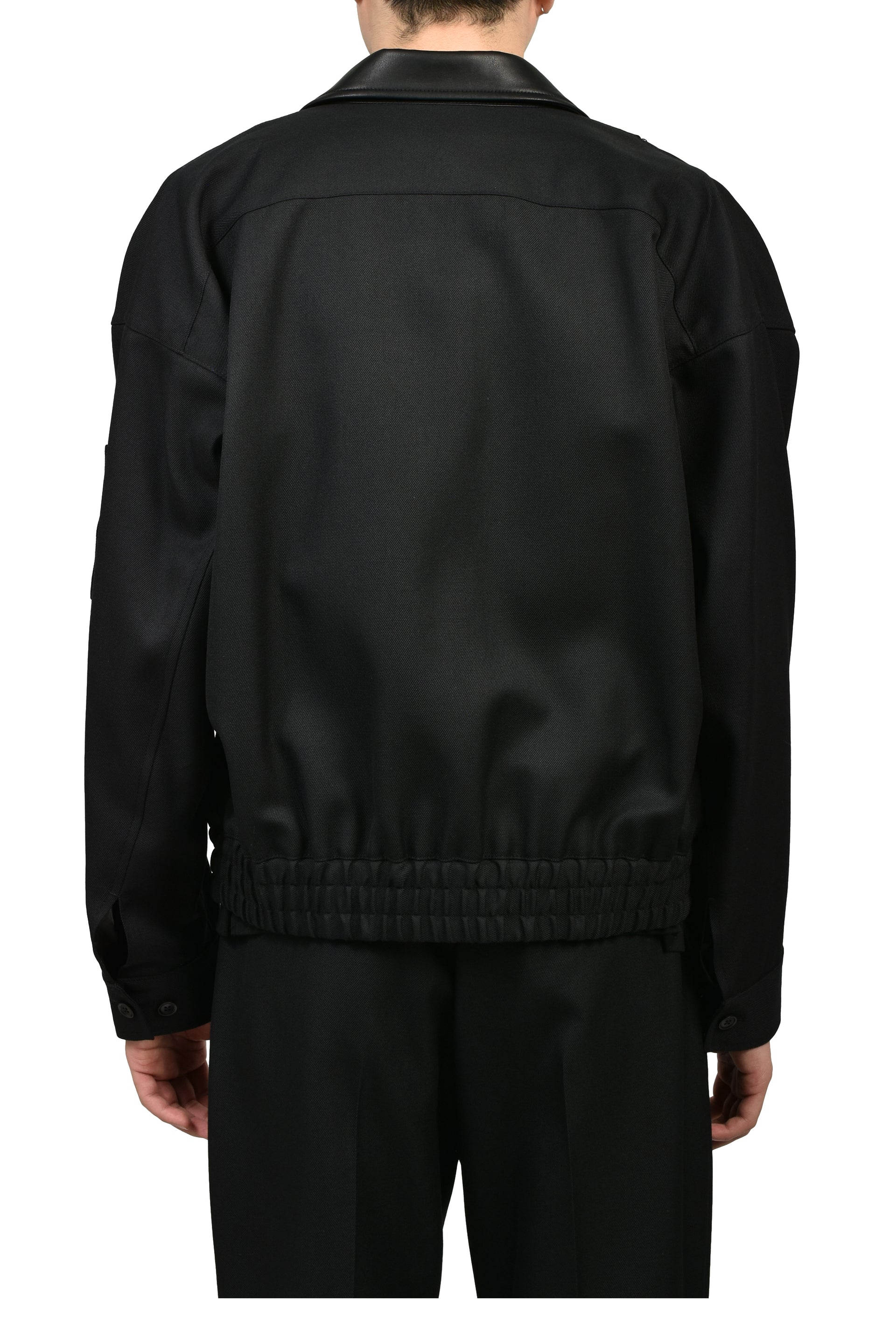 STUDDED WOOL BOMBER / BLK