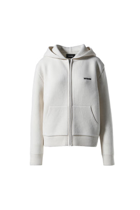 IVORY WOMENS BASIC KNIT HOODIE ZIP-UP / IVR