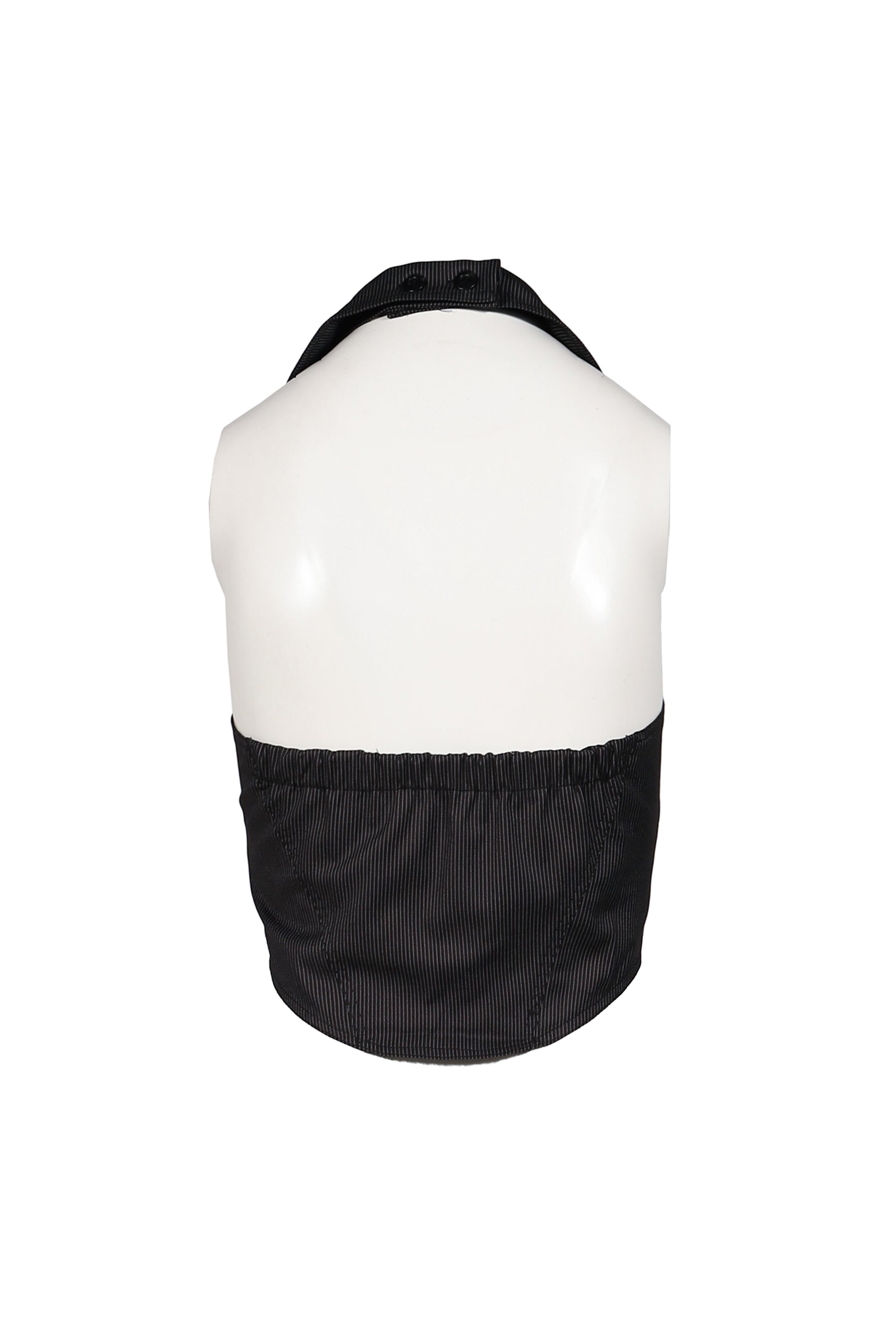 HALTER BUTTON VEST / STRIPE BLK