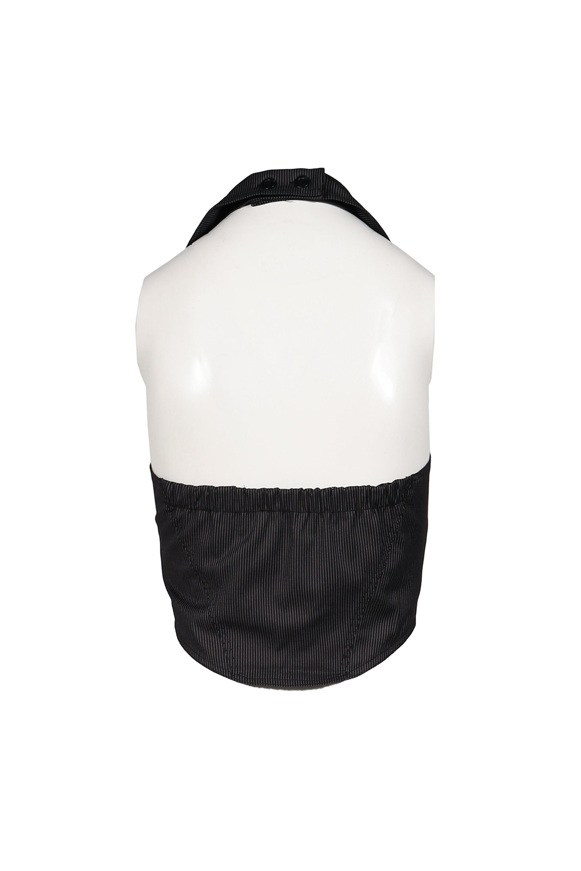 HALTER BUTTON VEST / STRIPE BLK