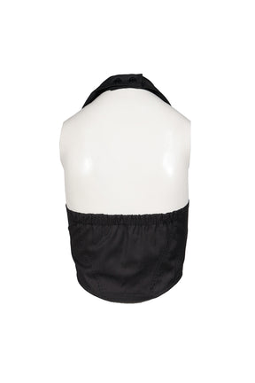 HALTER BUTTON VEST / STRIPE BLK