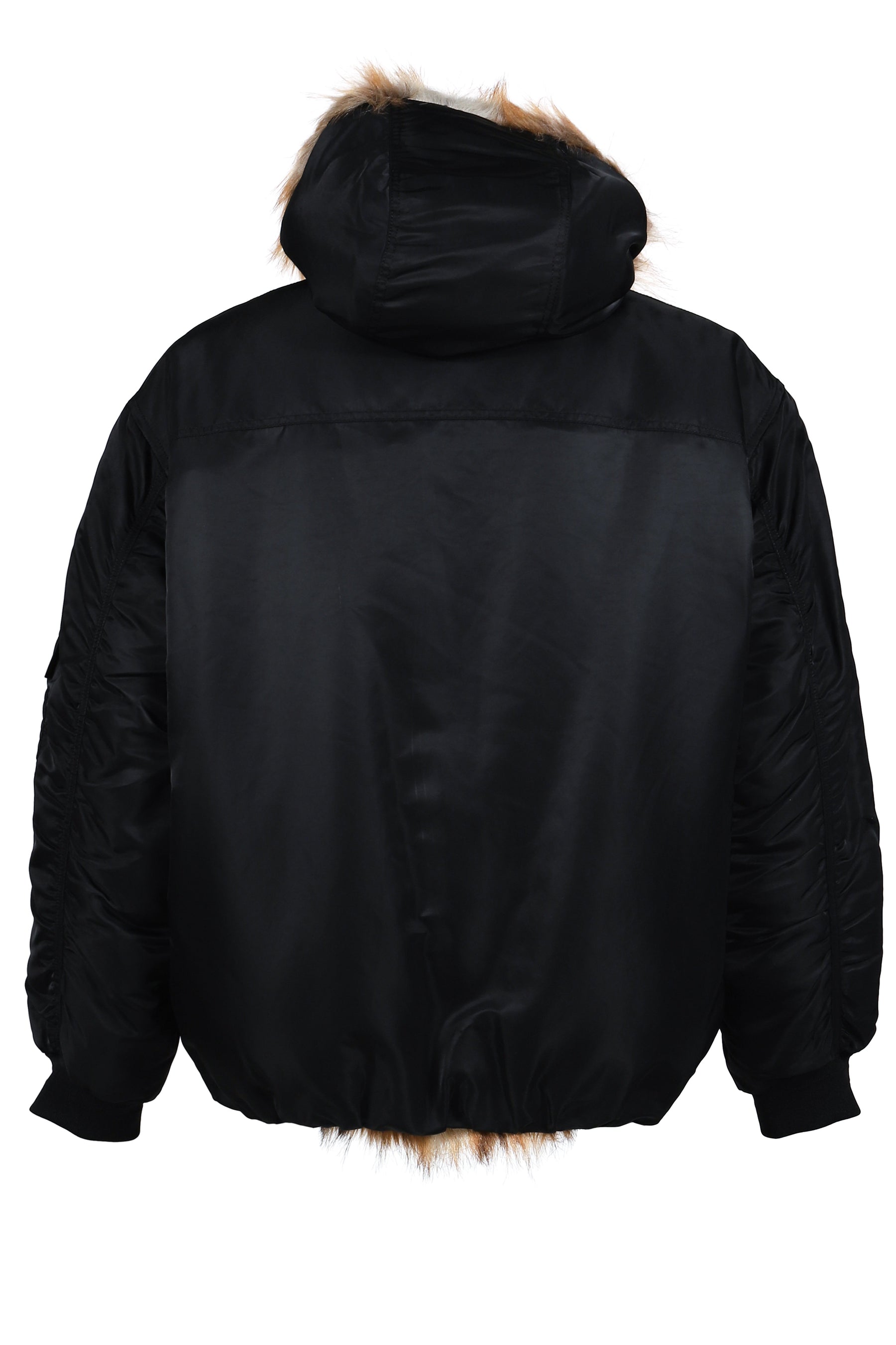 FAKE FUR REVERSIBLE HOODIE JACKET / BLK 