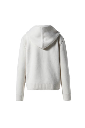 IVORY WOMENS BASIC KNIT HOODIE ZIP-UP / IVR