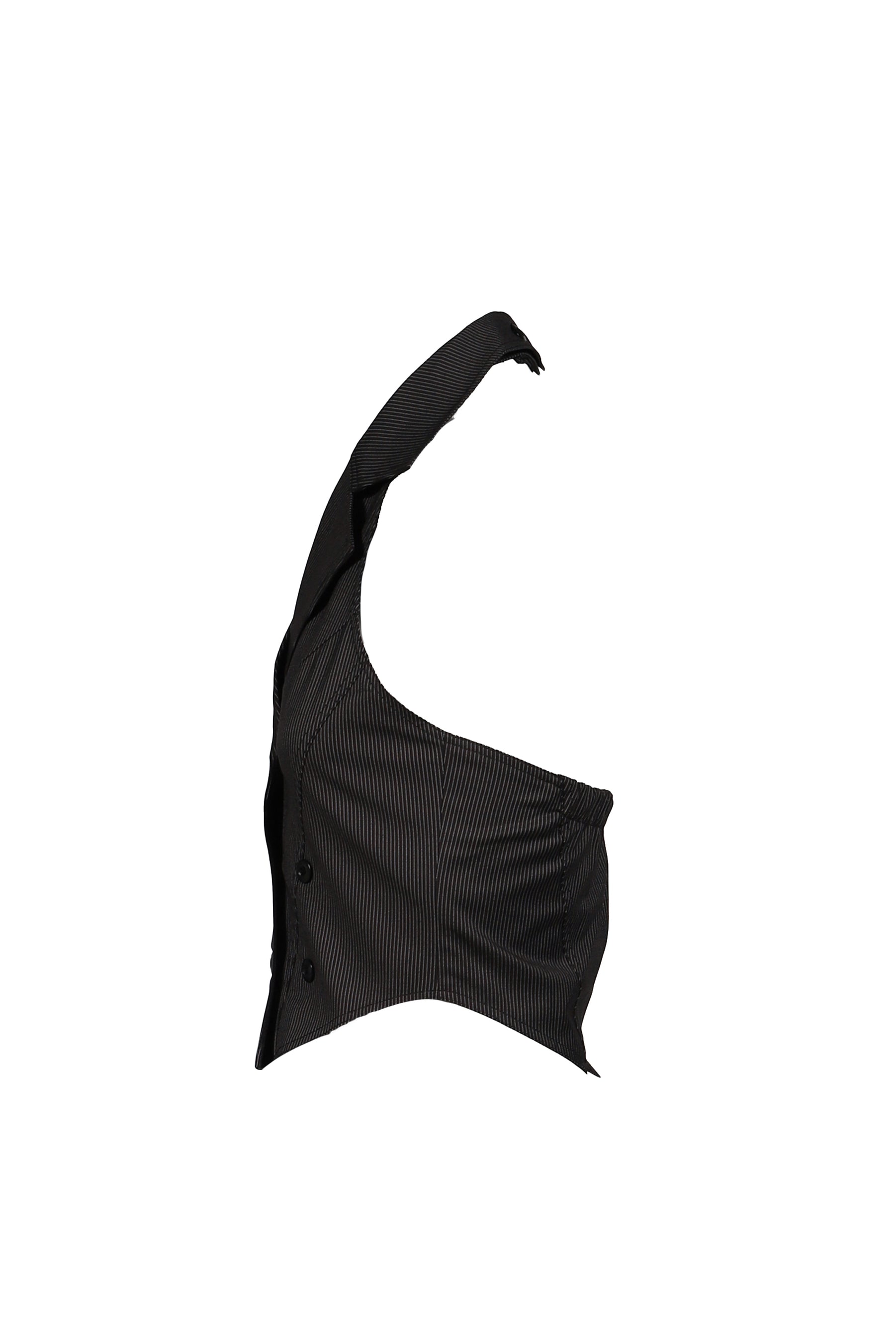 HALTER BUTTON VEST / STRIPE BLK