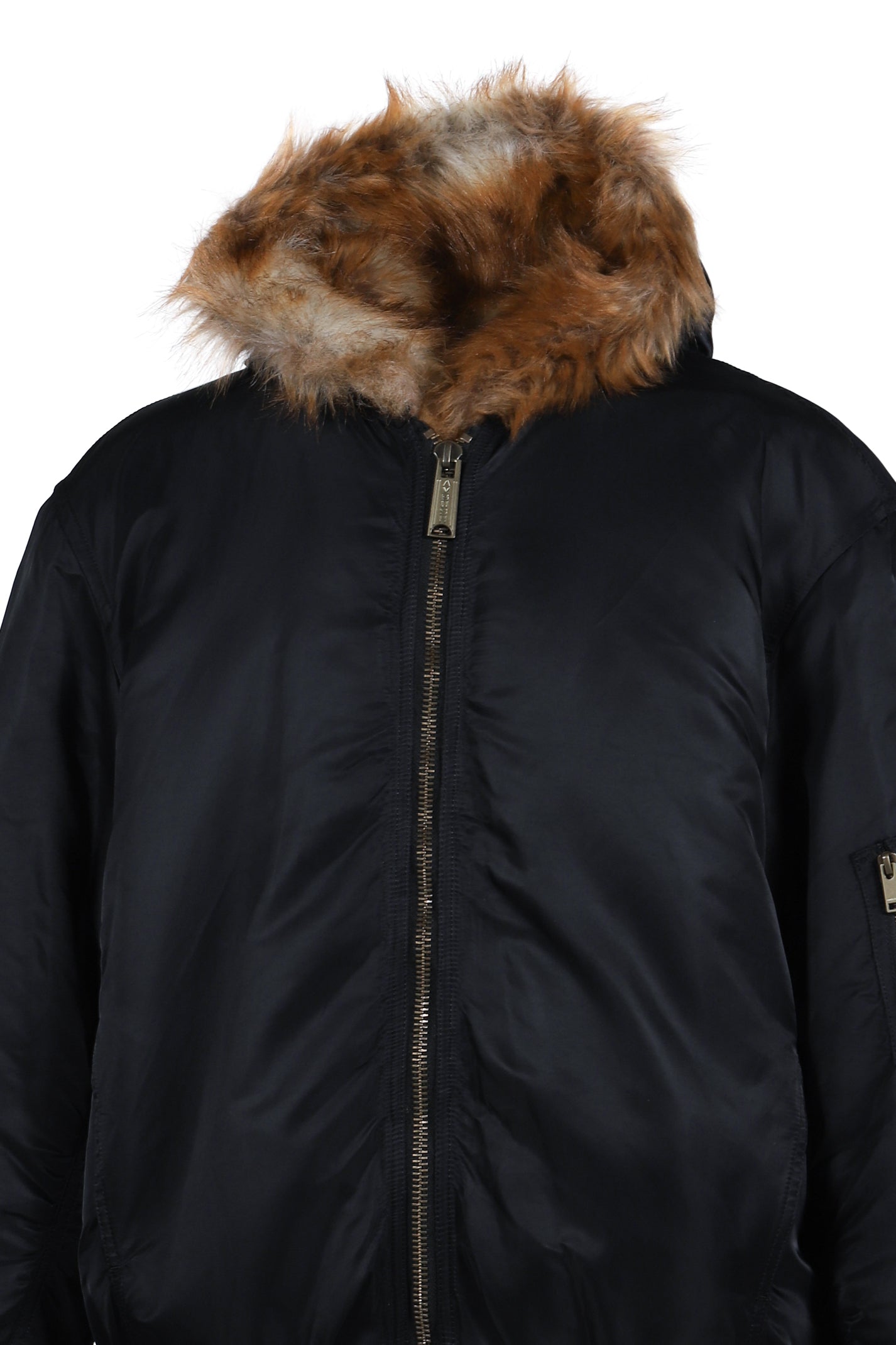 FAKE FUR REVERSIBLE HOODIE JACKET / BLK 