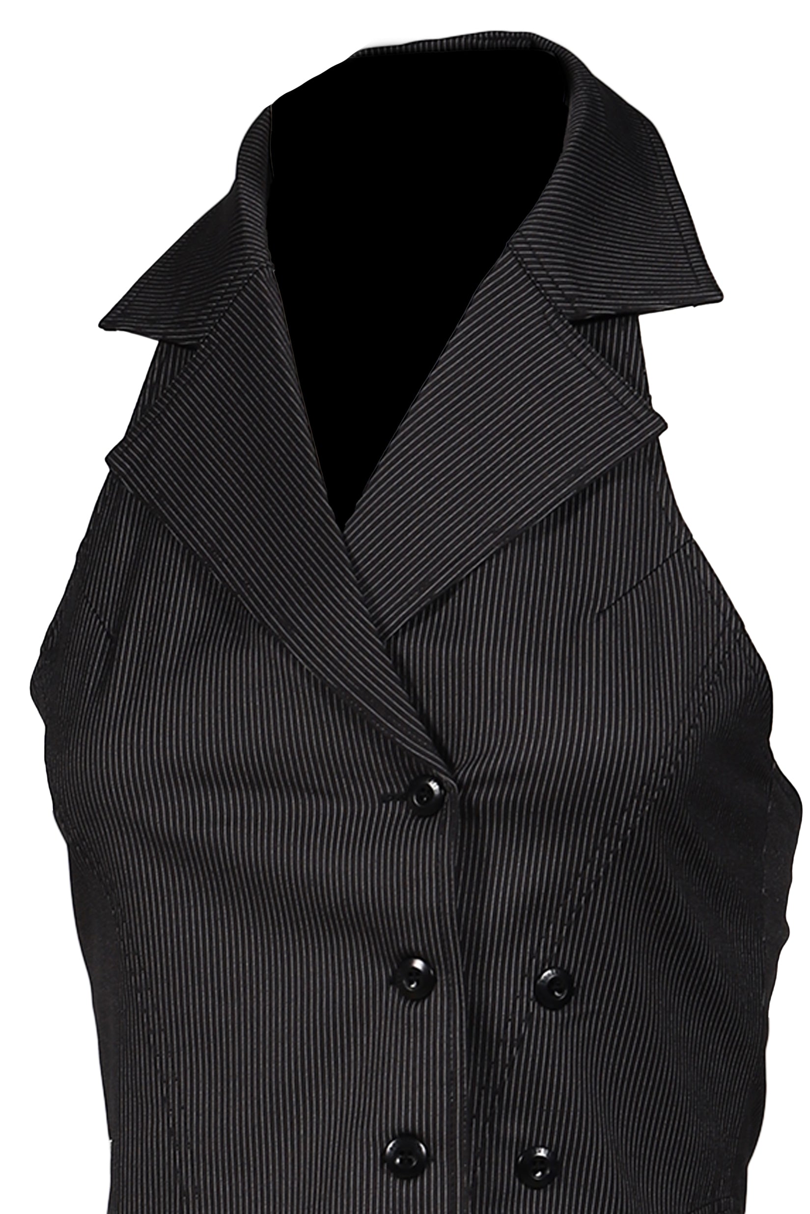 HALTER BUTTON VEST / STRIPE BLK