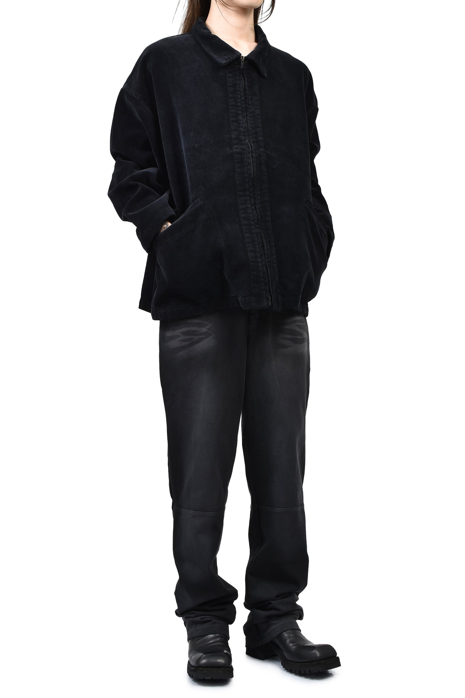 CORDUROY ZIP JACKET / BLACK 