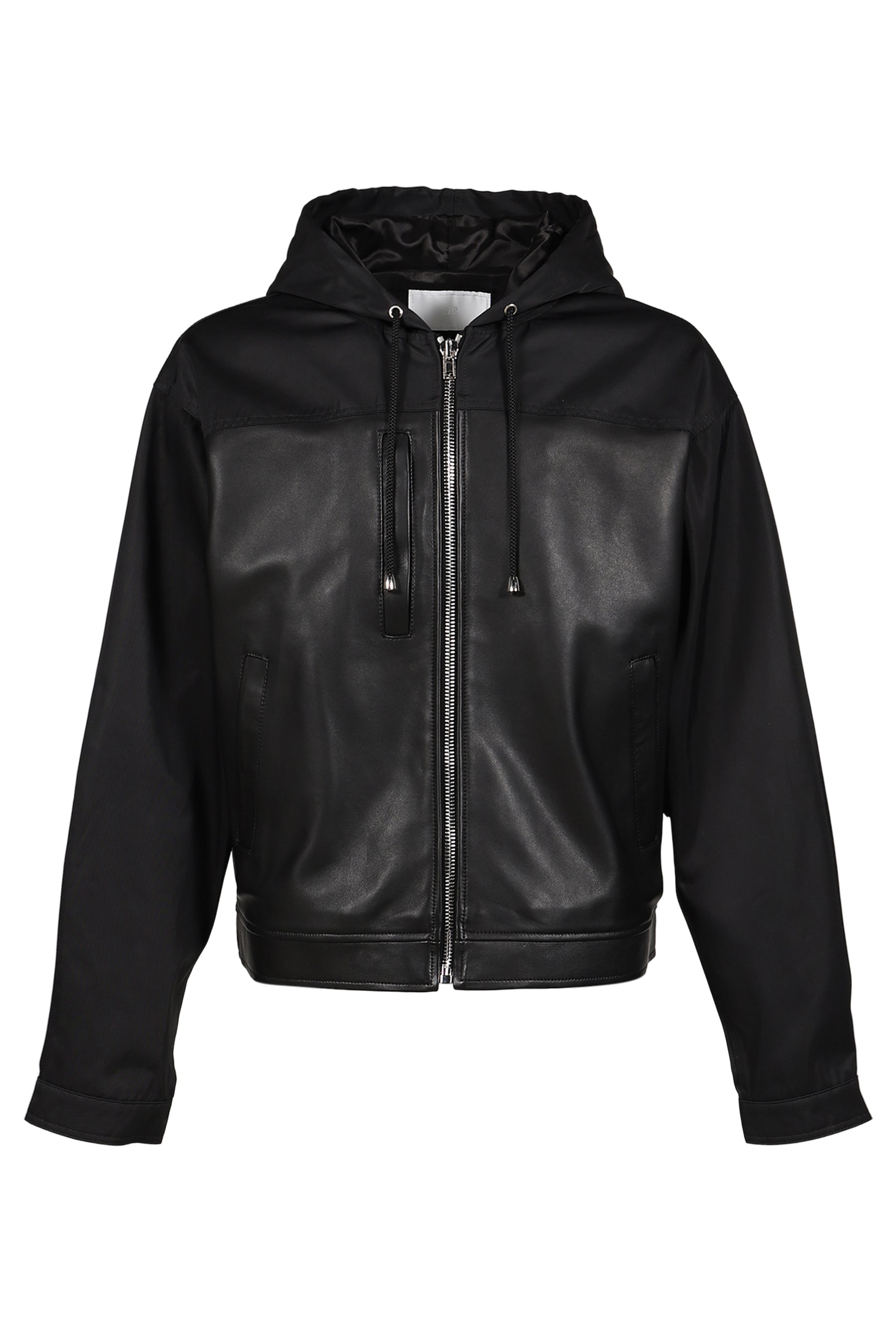 NYLON LEATHER HOODIE / BLK