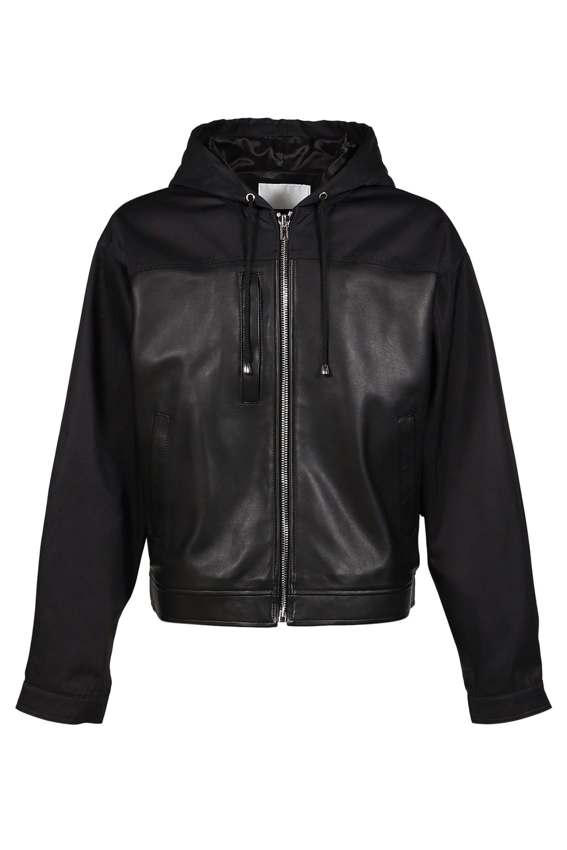 NYLON LEATHER HOODIE / BLK