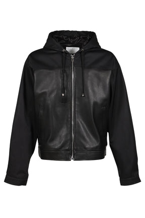 NYLON LEATHER HOODIE / BLK