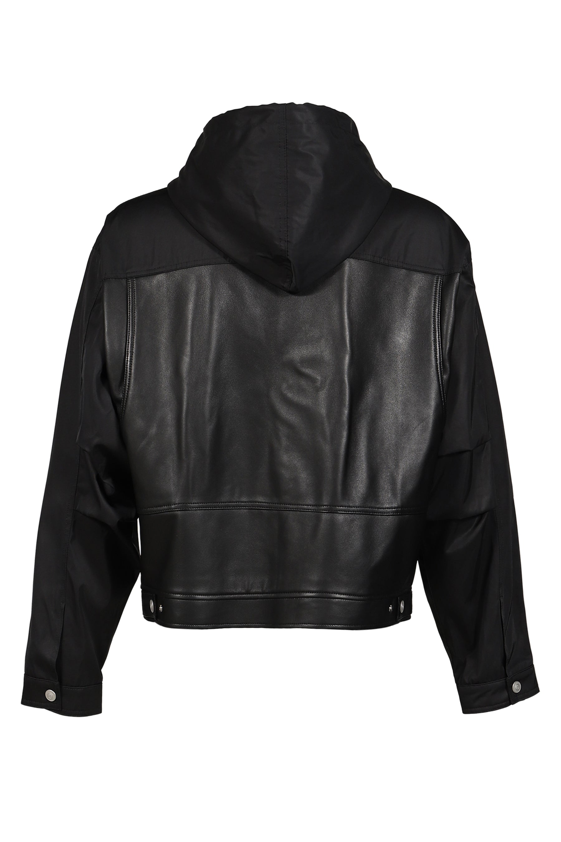 NYLON LEATHER HOODIE / BLK