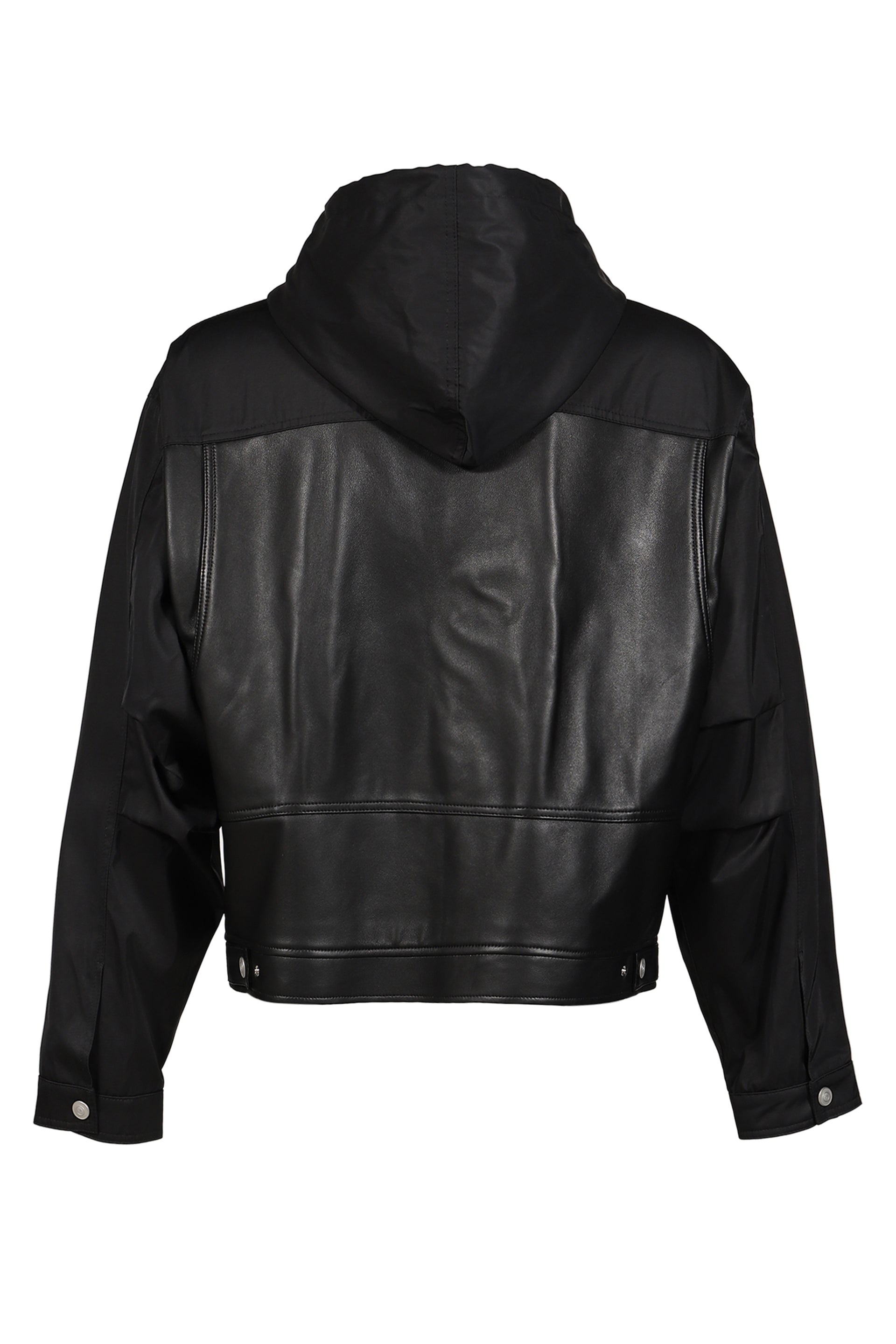 NYLON LEATHER HOODIE / BLK
