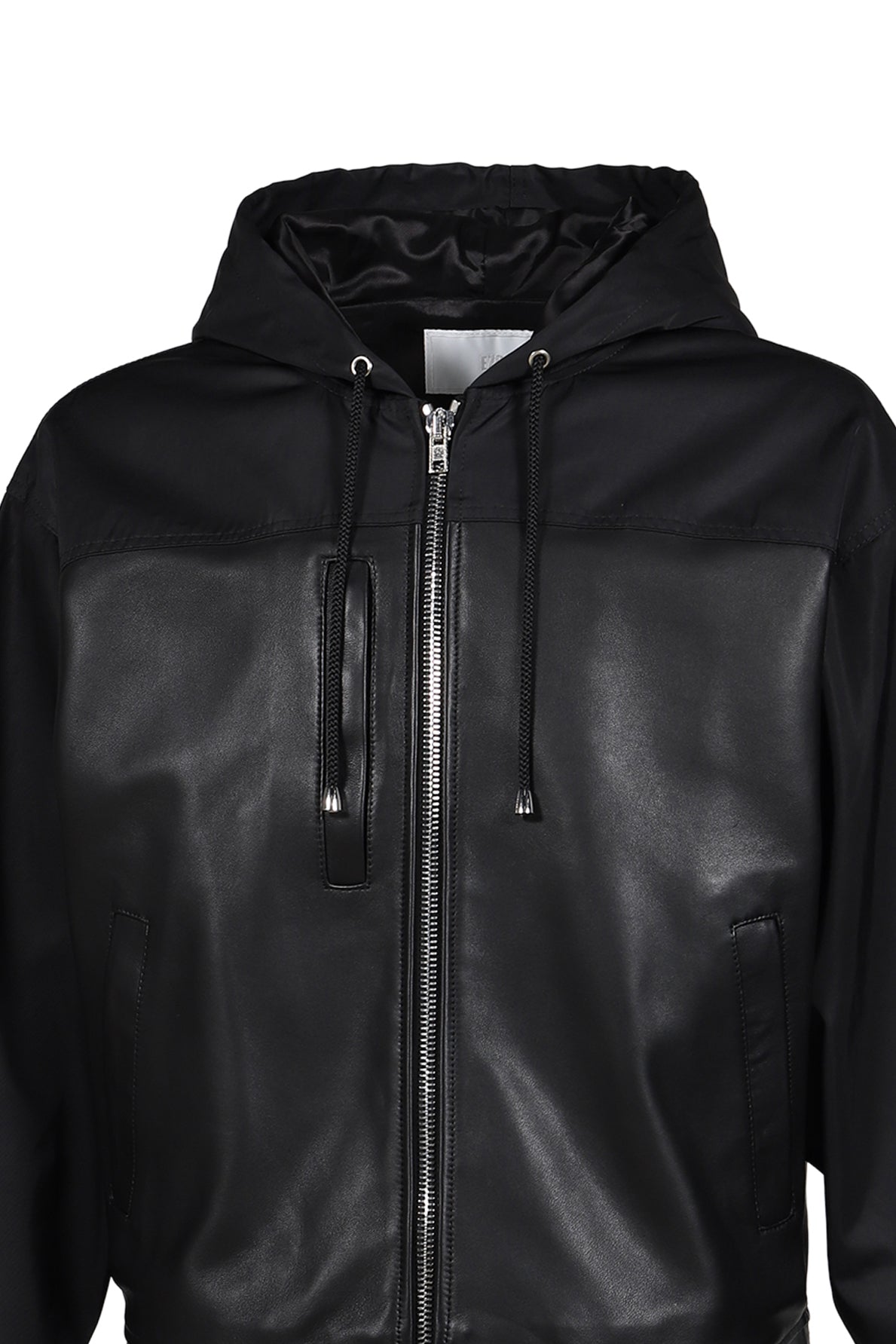 NYLON LEATHER HOODIE / BLK