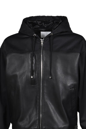 NYLON LEATHER HOODIE / BLK