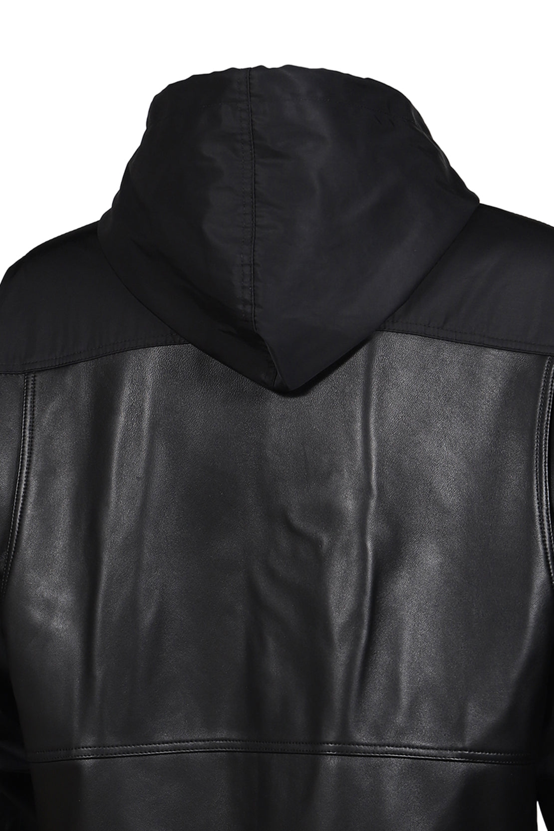 NYLON LEATHER HOODIE / BLK
