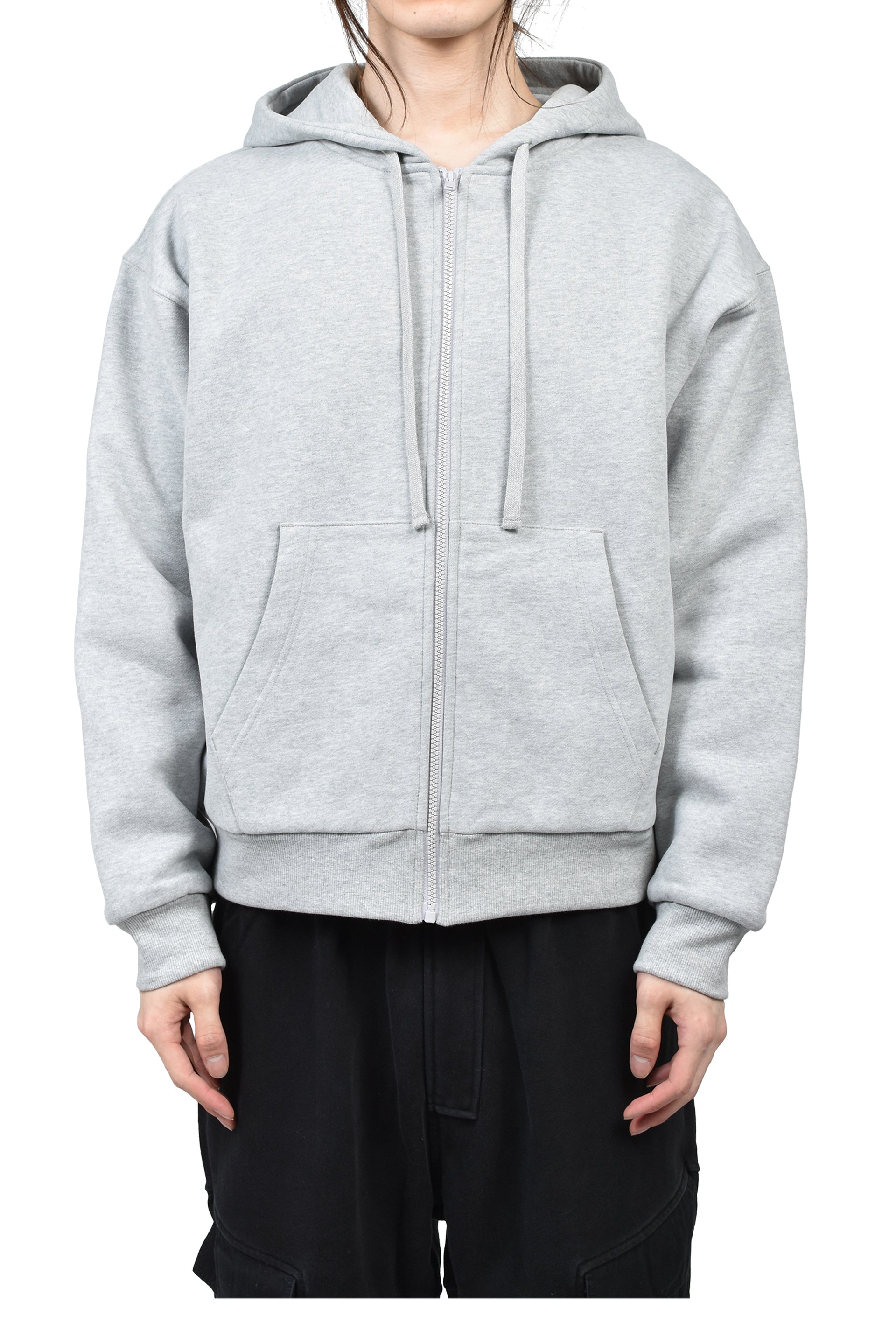 DOUBLE LAYER ZIP UP HOODIE  / GRY
