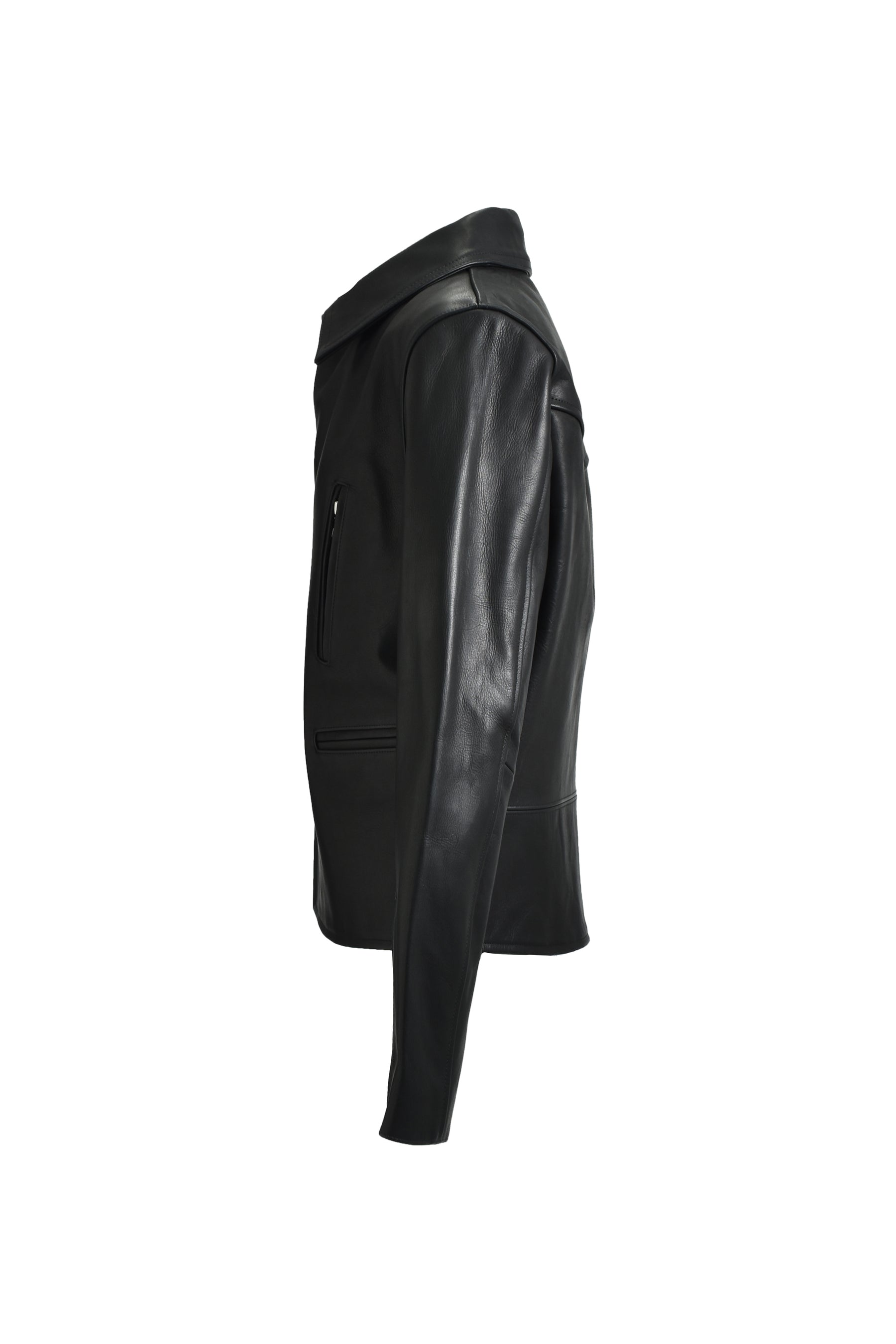 CLASSIC MOTORCYCLE LEATHER JACKET / BLK 