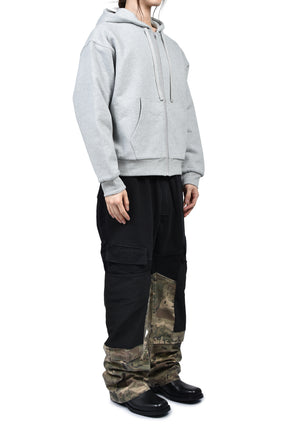 DOUBLE LAYER ZIP UP HOODIE  / GRY
