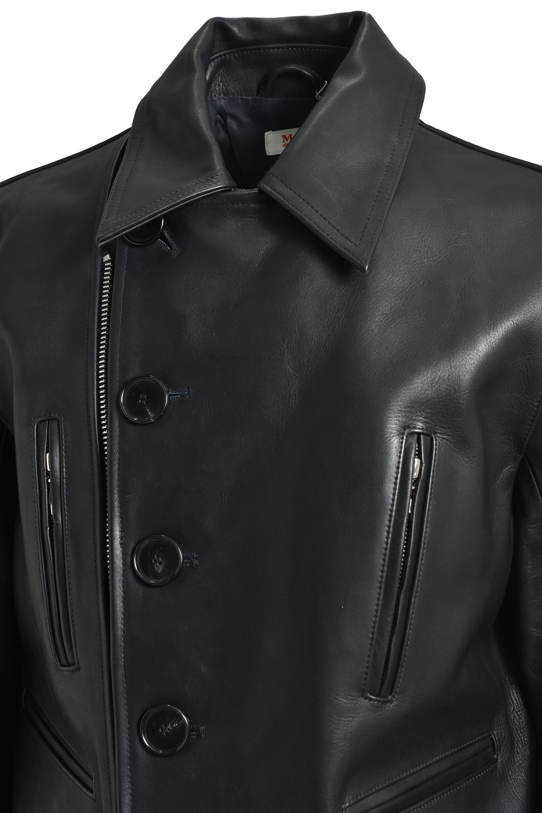 CLASSIC MOTORCYCLE LEATHER JACKET / BLK 