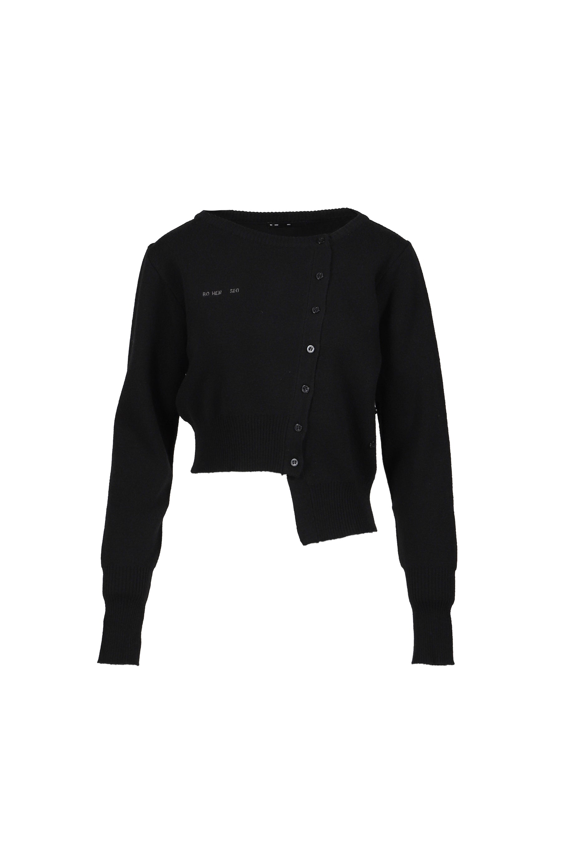 UNBALANCED KNIT CARDIGAN / BLK