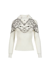 FELINE AIRBRUSH KNIT HOOD / WHT