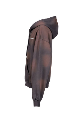 FADE WASH ZIP HOODIE / FADED ASH
