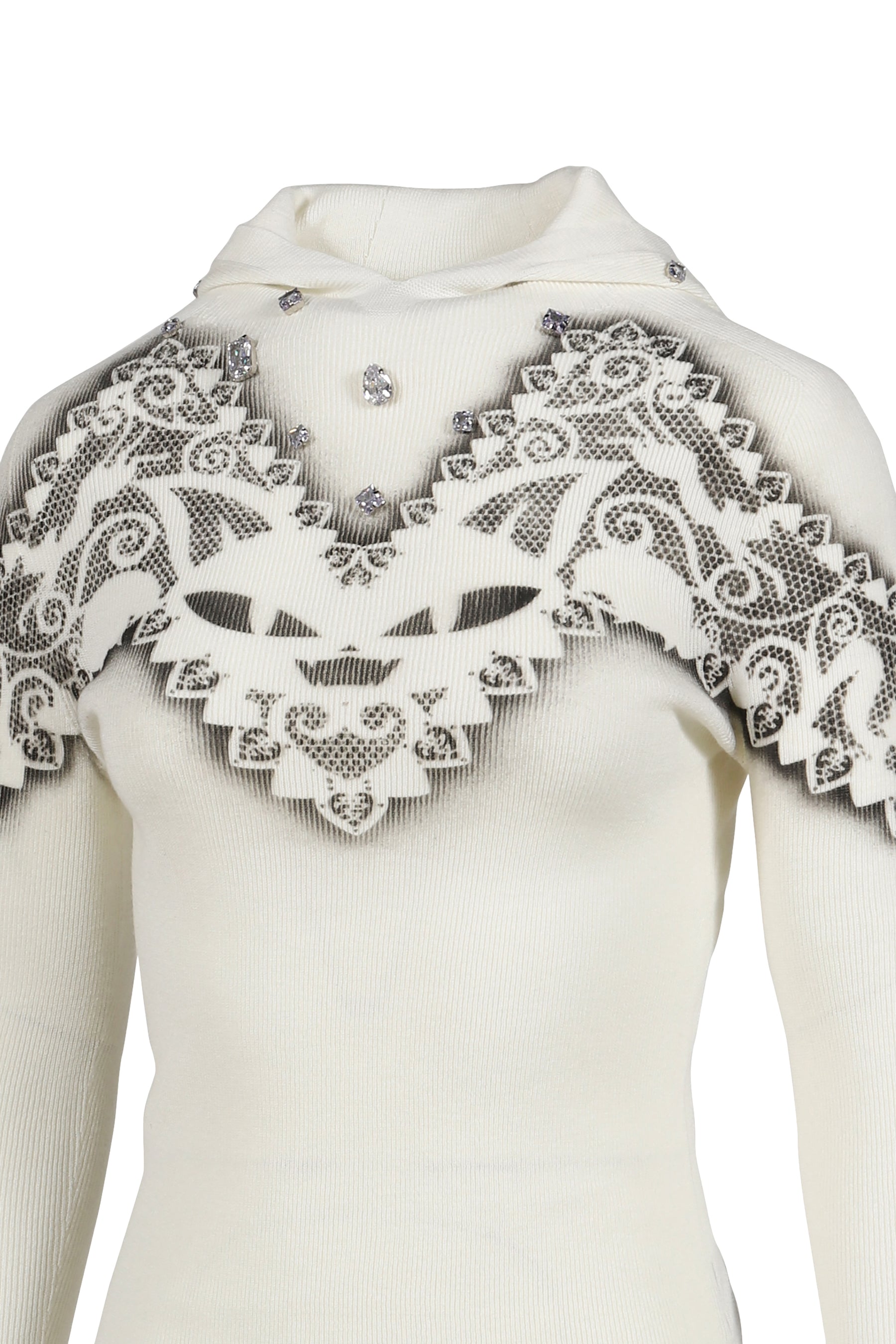 FELINE AIRBRUSH KNIT HOOD / WHT