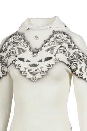 FELINE AIRBRUSH KNIT HOOD / WHT