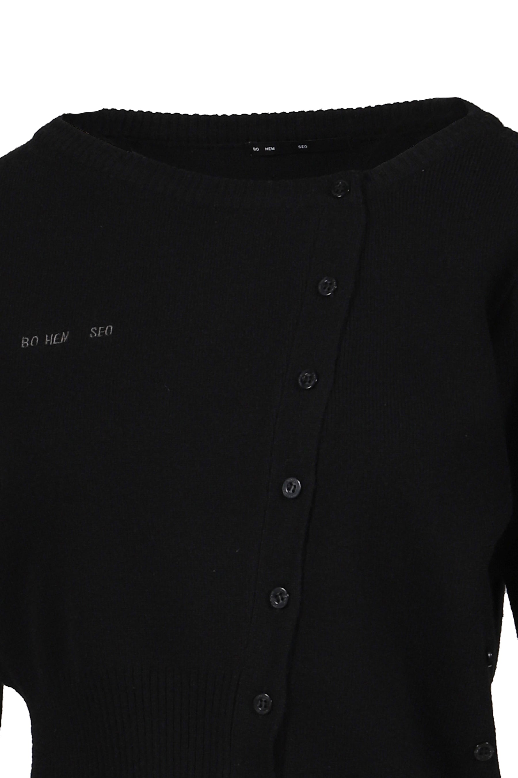 UNBALANCED KNIT CARDIGAN / BLK