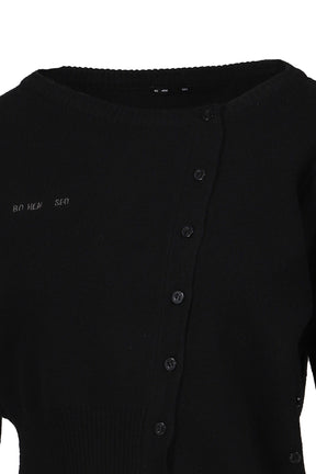 UNBALANCED KNIT CARDIGAN / BLK