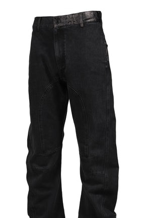 EXCAVATED HUMAN SHELL DENIM PANTS / FILMED BLK