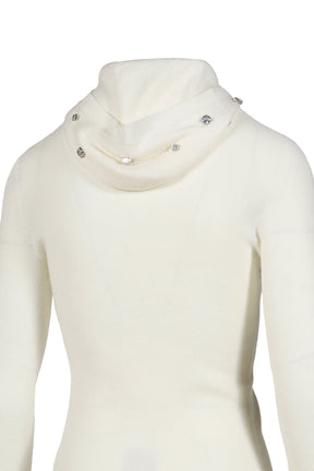 FELINE AIRBRUSH KNIT HOOD / WHT