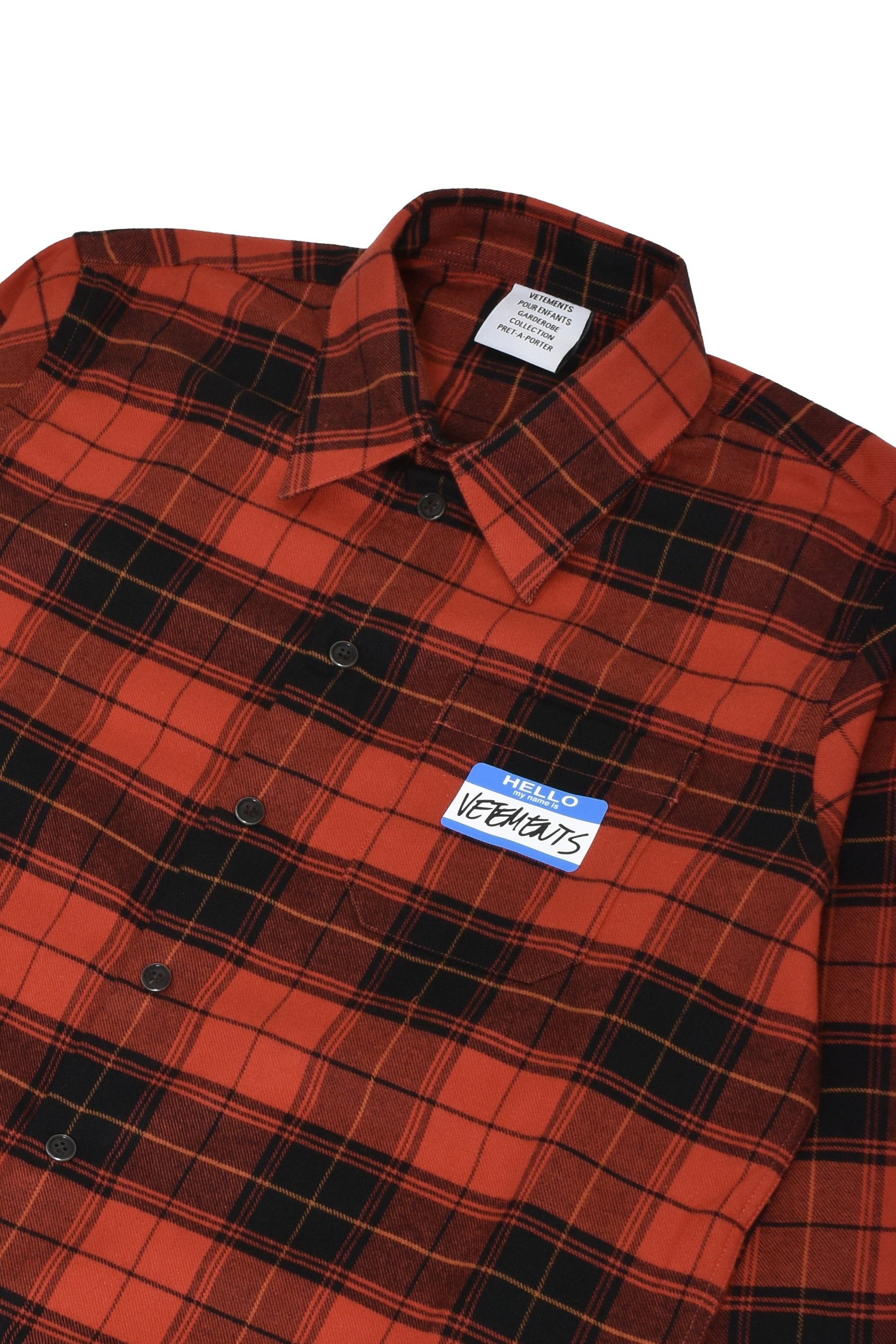 KIDS MY NAME IS VETEMENTS FLANNEL SHIRT / RED