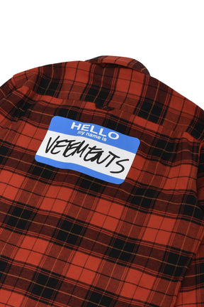 KIDS MY NAME IS VETEMENTS FLANNEL SHIRT / RED