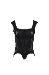 BLACK LACE TRIM MESH CORSET (EXCLUSIVE) / BLK