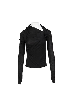 TIED LONG SLEEVE TOP / BLACK 