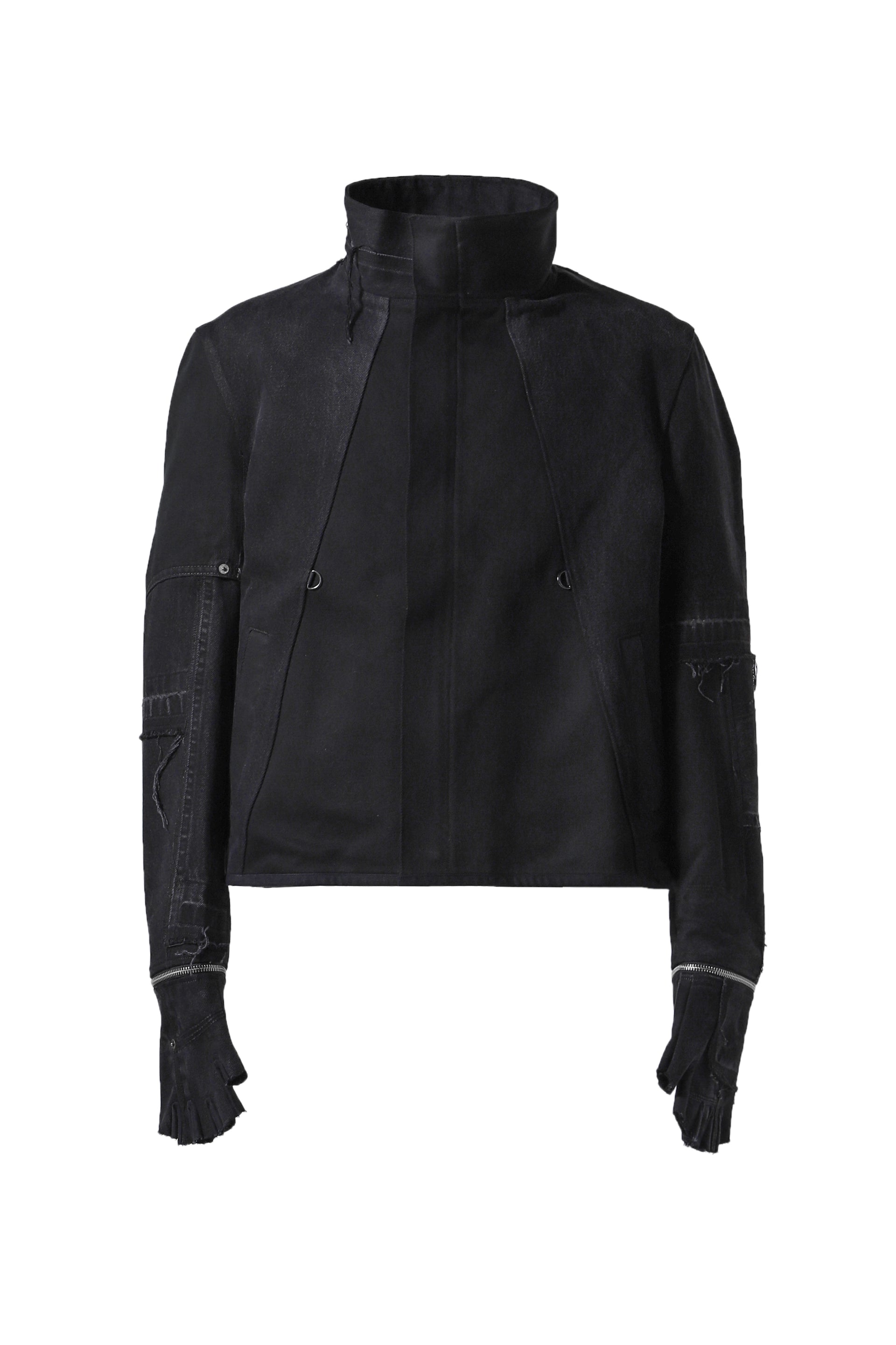 UNDER THE SIGN GLOVED TACTICAL PATCHWORK JACKET / BLK