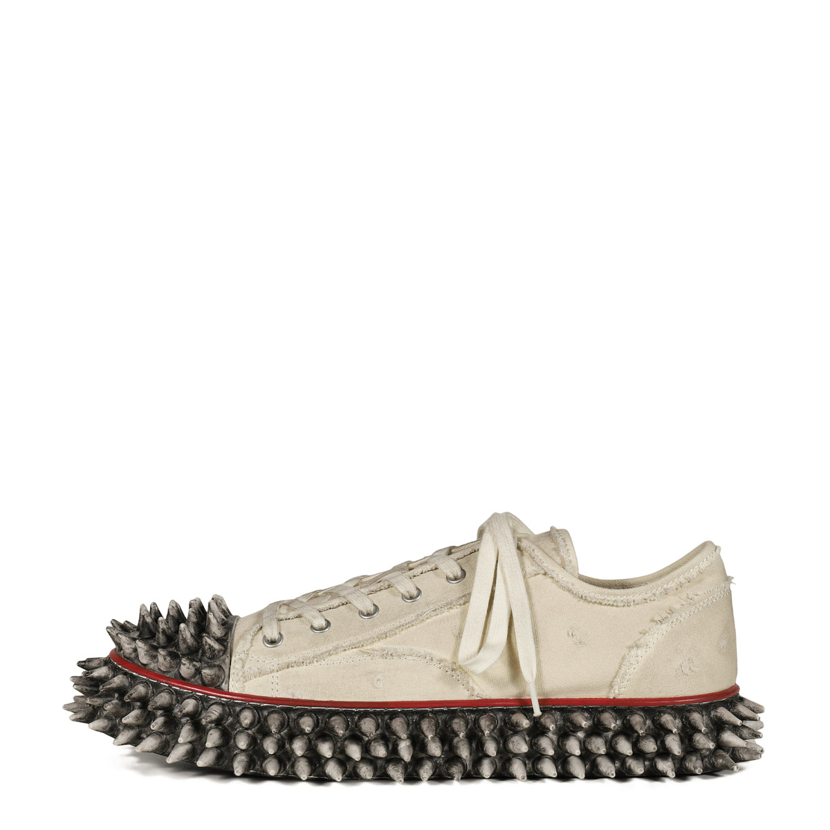doublet ダブレット SS26 DIRTY SPIKE TOE CAP CANVAS SNEAKER / WHT