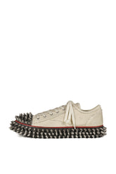 DIRTY SPIKE TOE CAP CANVAS SNEAKER / WHT