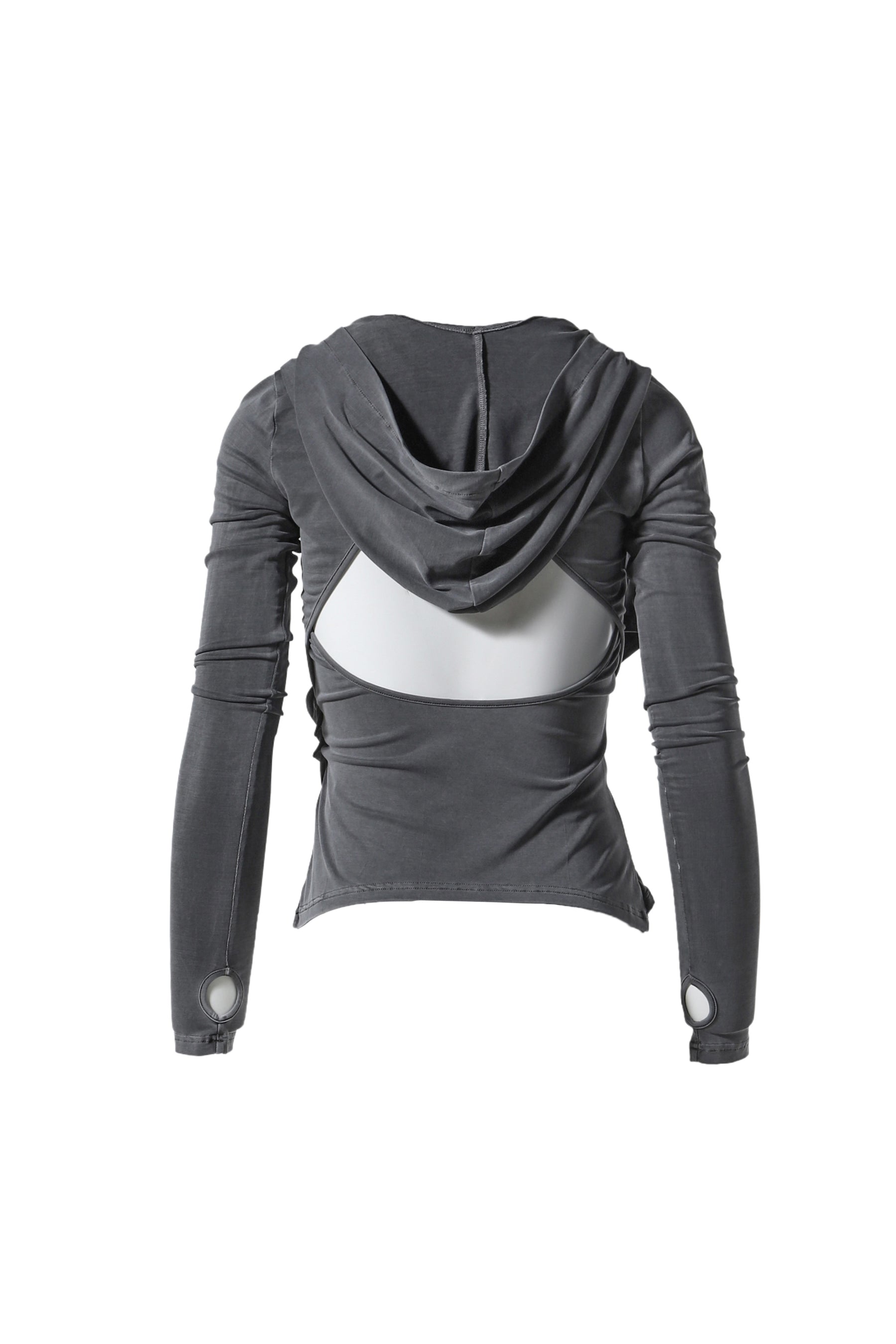 HOODED JERSEY TOP / CHARCOAL