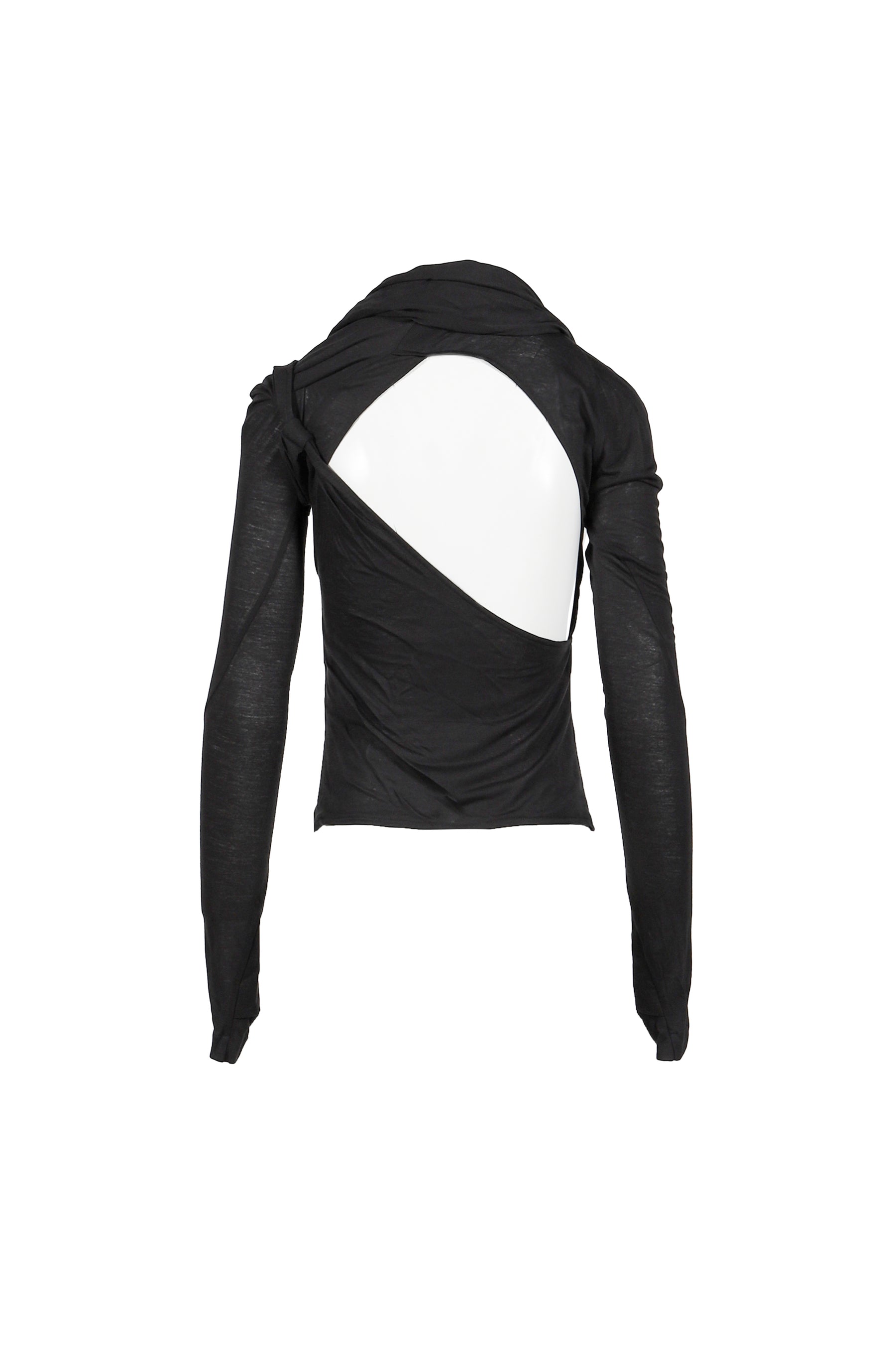 TIED LONG SLEEVE TOP / BLACK 